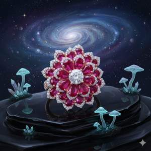 Bague en argent 925 plaquée or rose avec diamant moissanite et pierre rose - Product Image 3