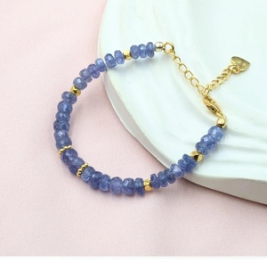 Pulsera de cuentas Rondelle facetadas naturales 100%, tanzanita de Plata de Ley 925, regalo de cumpleaños perfecto, pulseras de cuentas finas - Product Image 1