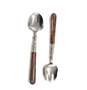 Nuevo juego de cuchara y tenedor para servidor de ensalada de madera y resina de tendencia superior para fiesta de boda cuchara para servir comida hecha a mano - Product Image 6