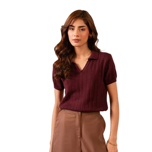 เสื้อโปโลผ้าคอตตอนถักรัดรูประบายอากาศได้ดีสำหรับผู้หญิงเสื้อผ้าถักแบบลำลอง - Product Image 4