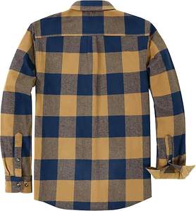 เสื้อเชิ้ตผ้าสักหลาดผู้ชายแขนยาวสไตล์วินเทจเสื้อเชิ้ตผ้าสักหลาดลายสก็อตน้ำหนักมากออกแบบโลโก้ได้ตามต้องการ - Product Image 2