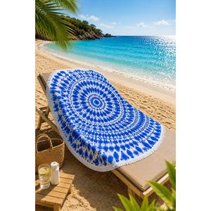 ผ้าเช็ดตัวชายหาดลายหยดน้ำสีฟ้า - Product Image 1