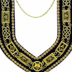 High Quality Custom Made Golden Chain Collar Masonic Grand Lodge Rhinestone with <b>Purple</b> <b>Velvet</b> Backing Quality Metal Crafts - Product Image 3