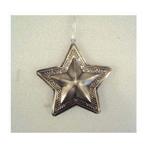 Mini Size Engraved Design Nickel Finished Metal <b>Hanging</b> <b>Star</b> Ornaments For Home Christmas X Mas Tree Decorative - Product Image 1