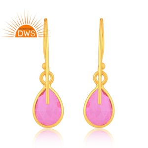 Meilleure qualité en argent sterling plaqué or 18 carats Doublet Kunzite Quartz Gemstone Dangle Earring Demi Fine Jewelry Manufacturer - Product Image 4