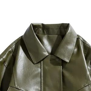 Veste d'hiver de style urbain en similicuir respirant écologique pour hommes, poches à col rabattu, fermeture éclair à ourlet élastique - Product Image 3