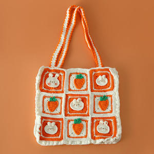 Crochet Pink Grape Fruit Tote Bag Children's <b>Handbag</b> with Cartoon Style Fashionable Accessory Shoulder Bag for Women - Product Image 5