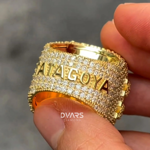 Iced Men Moissanite Champion <b>Ring</b> VVS Custom <b>Initial</b> Letter Logo Hip Hop Bustdown Silver Wedding Party <b>Rings</b> - Product Image 3