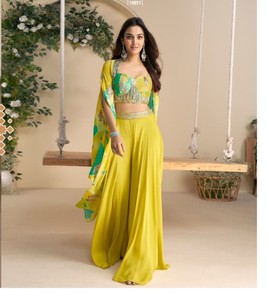 ชุดสلوارคามีซผ้าฝ้ายสำหรับงานแต่งงานแบบเป็นทางการสำหรับผู้หญิง พร้อมงานปักเลื่อมผ้าชีนอนอย่างดีและพู่ห้อย - Product Image 2