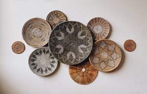 Ensemble tendance plantes séchées herbes de mer rondes Boho décor paniers suspendus panier en rotin pour décoration murale fabriqué au Vietnam - Product Image 4