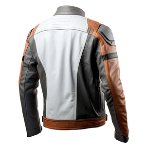 Men's Multicolor Genuine Sheepskin Stand Collar Motorcycle Jacket CE Armors Lightweight Winter Jacket for Motorbike Riding - Product Image 4