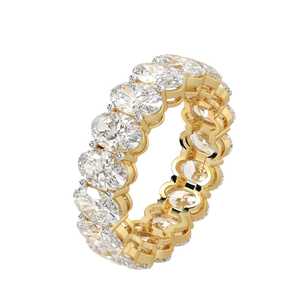 Anillo de banda de eternidad completa de moissanita con corte de diamante ovalado, joyería de plata elegante para regalo de compromiso de boda, fiesta o aniversario - Product Image 1