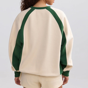 Alta calidad 100% algodón Fitness ropa deportiva sudaderas Color Match Loose Fit manga larga cuello redondo mujeres sudaderas con capucha - Product Image 2