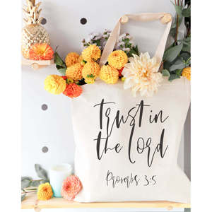 Trust Lord Proverbs 3:5 Cotton Canvas Tote Bag Medium Size Eco-Friendly Recyclable Heat Transfer Printed Screen for Advertising - Product Image 4