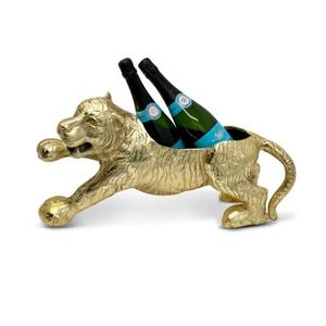 Seau à glace de luxe en forme de tigre avec poignée en cuir et Champagne fini à la main en aluminium de haute qualité - Product Image 2