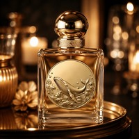 Autocollant d'étiquette de parfum rond en aluminium 3D personnalisé avec impression sérigraphique pour l'emballage de flacons de parfum de luxe