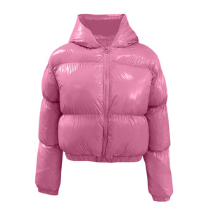 Venta al por mayor de encargo de gran tamaño de invierno Puff grueso cálido mujeres de manga larga Bomber chaquetas de las mujeres chaqueta con capucha de color púrpura al aire libre - Product Image 1