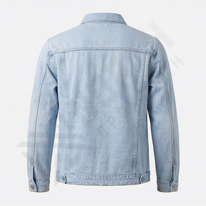 Chaqueta Vaquera de Alta Calidad Estilo Urbano para Hombre 2025 con Logotipo Bordado Personalizado, Color Negro Sólido, Corte Ajustado, Cuello Alto, para Invierno - Product Image 2