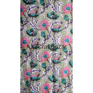 Handmade Kantha Women's Short Robe Long Soft Floral Pattern V-neck Drawstring Closure <b>Warm</b> Coat for <b>Winter</b> Autumn Spring Bath - Product Image 4