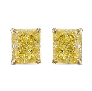 Amarillo Radiant Cut Lab Grown Diamond Solitaire Studs Diamond Pendiente 14K Yellow Gold Lab Diamond Screw Back Pendientes - Product Image 2