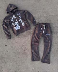 Streetwear Custom <b>Embroidery</b> Heavyweight Cotton All Over Printed Zip up Camo Camouflage Hoodie <b>set</b> - Product Image 5