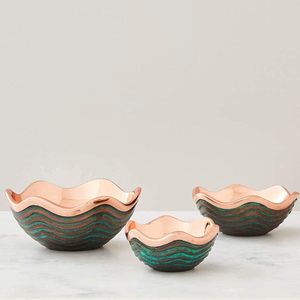 COLECCIÓN DE REGALOS Cobre 7 pulgadas Ecológico Moderno Frutero Diseño festoneado para encimera de cocina Mantel Camping Ready - Product Image 6