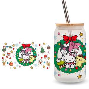 Venta al por mayor logotipo personalizado Navidad Hello Kitty16oz vinilo UV DTF tazas puede envolver transferencias etiquetas adhesivas <span class=keywords><strong>para</strong></span> vasos y gafas - Product Image 2
