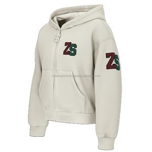 Sweat à capuche en molleton de qualité supérieure pour femmes 380 GSM Tissu doux en coton polyester Couleur crème Broderie personnalisée Logo basics hoodies - Product Image 4