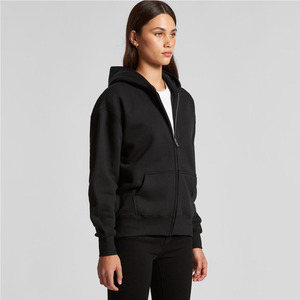 Custom Women Oversized <b>Zip</b> <b>Up</b> Hoodie Plain Black Fleece Jacket Casual Streetwear Hooded Sweatshirt - Product Image 3