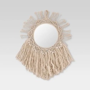 Fabriqué à la main Boho macramé miroir tenture murale artistique tissé tapisserie Accent décoratif pour la maison intérieur salon chambre - Product Image 1