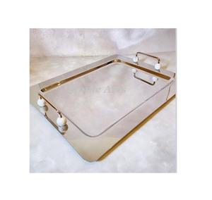 Plateau de nourriture en acier inoxydable martelé avec plateau de service de café de thé de forme rectangulaire de qualité exclusive en vrac - Product Image 2