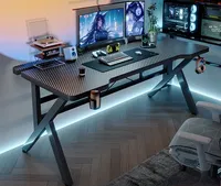 Escritorio para Juegos de Computadora de Madera Maciza de Dos Secciones, OEM ODM |   Muebles Ergonómicos para Oficina en Casa, Estilo Fibra de Carbono