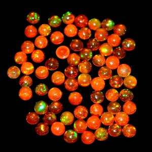 Opale d'Éthiopie AAA, cabochon rond de 4 mm, opale d'Éthiopie Welo naturelle orange, pierre précieuse multicolore, cabochons à dos plat pour bijoux - Product Image 3