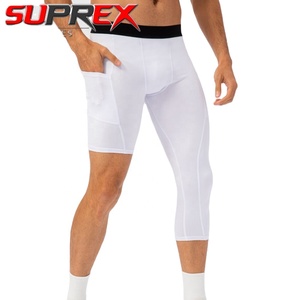 Pantalones Cortos de Compresión Personalizados para Hombre, Cintura Elástica, Largura hasta el Tobillo, Secado Rápido, Spandex/Nylon Elástico 120g, Detección de Agujas, Gimnasio, Fitness - Product Image 1