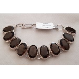 Shah Gems Women's Natural Smoky Quartz <b>Bracelet</b> 925 Sterling <b>Silver</b> Fine <b>Charm</b> <b>Bracelet</b> - Product Image 1