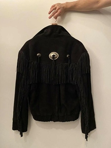 High Quality OME Service Unisex <b>Vintage</b> Motorcycle Leather <b>Jacket</b> with Tassel Eco-Friendly Waterproof Canvas Cow Skin Winter - Product Image 3