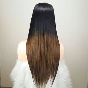 Perruques cheveux humains lisses couleur ombre brune vietnamienne naturelle 100% double longueur vendeur - Product Image 1