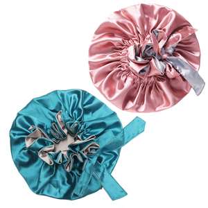 Cuffia da doccia reversibile all'ingrosso superiore di lusso stampa cuffia da notte per donna di moda cuffia da notte in raso di design con fiocco - Product Image 1