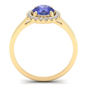 Anillos de Boda de Oro Amarillo Macizo de 14K con Diamantes para Mujer, Recién Llegados de REYES, Corte Redondo, Piedra Preciosa de Tanzanita de 1 Quilate, Joyería Fina - Product Image 4