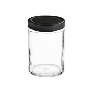 Contenedor de Vidrio de Borde Alto para Almacenamiento de Alimentos, 580 ml, con Tapa Negra de 82 mm, Paquete de 6 - Product Image 1