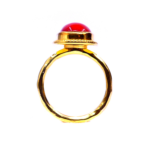 Gemvanity elegante Unisex 925 anillo de bodas de plata esterlina chapado en oro Coral piedra preciosa clásico uso diario aniversario compromiso - Product Image 5