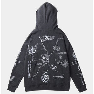 Sudadera con capucha personalizada, sudaderas con serigrafía, jerséis sólidos para hombre, 100% de algodón de gran tamaño, lavado ácido, rasgado, dobladillo crudo, sudaderas con capucha Techwear - Product Image 2