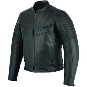 Veste de moto en cuir de vachette véritable vieilli avec protections de sécurité homologuées CE, coupe-vent, pour motards urbains - Product Image 4