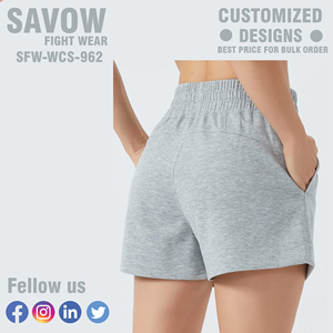 Short décontracté à ourlet festonné pour femme en coton mélangé avec taille haute et bord féminin parfait pour les voyages à la plage. - Product Image 3