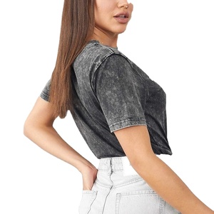 Top corto Vintage de algodón para mujer, camisetas con logotipo estampado personalizado, camisetas ajustadas Vintage en blanco para mujer, camisetas cortas hechas de algodón - Product Image 2
