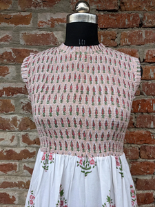 Vestido de algodón con estampado de bloques hecho a mano vestido con estampado de bloques hecho en La India vestido de cuerpo ajustable transpirable con estampado digital - Product Image 2