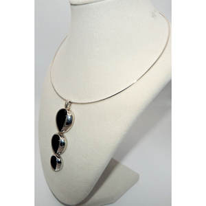 925 <b>Sterling</b> <b>Silver</b> Fine <b>Choker</b> Necklace with Black Onyx Elegant Collar Necklace - Product Image 3