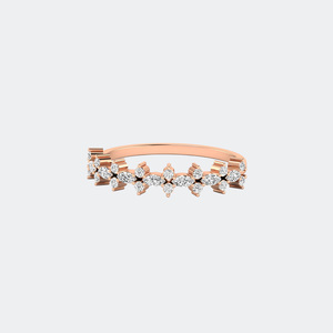Anillo Minimalista con Engaste de Racimo Disperso de Marquesa y Corte Redondo de 0.55 CTW - Product Image 3