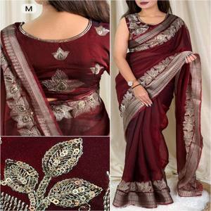 VASTRA COTTAGE Fandy Silk Designer Saree With Dual Zari Embroidered Work Weaving Border Fancy Tassel Pallu And Matching Blouse - Product Image 4