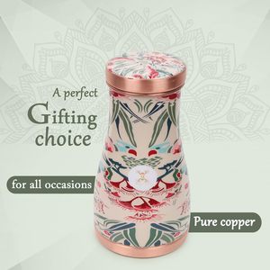 Botella de agua de cobre hecha a mano textura martillada compatible con desintoxicación natural e hidratación elegante Elección de diseño ecológico - Product Image 1